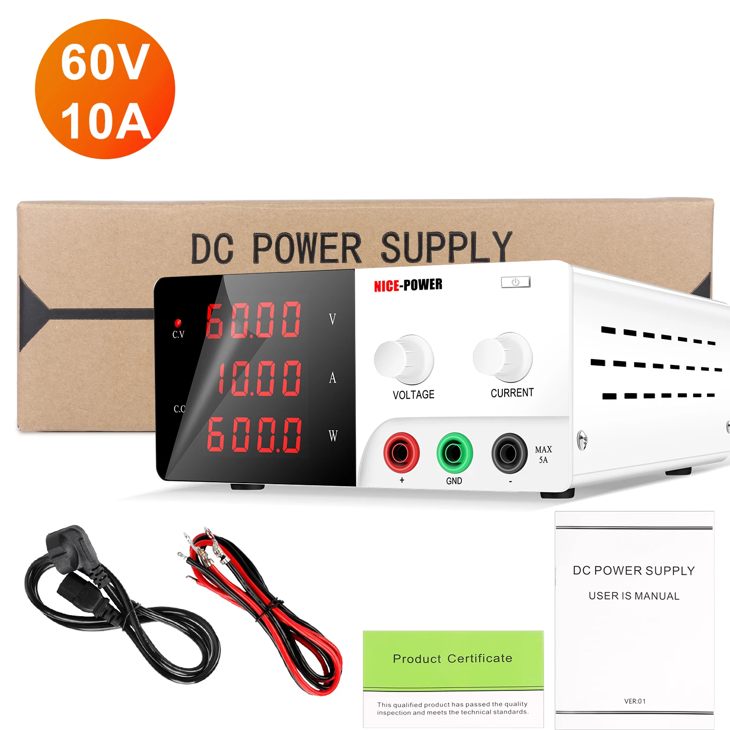 NICE-POWER R-SPS6010 White Switching DC Power Supply Repair Voltage Regulator Voltage Regulation Variable Power Supply 60V 10A