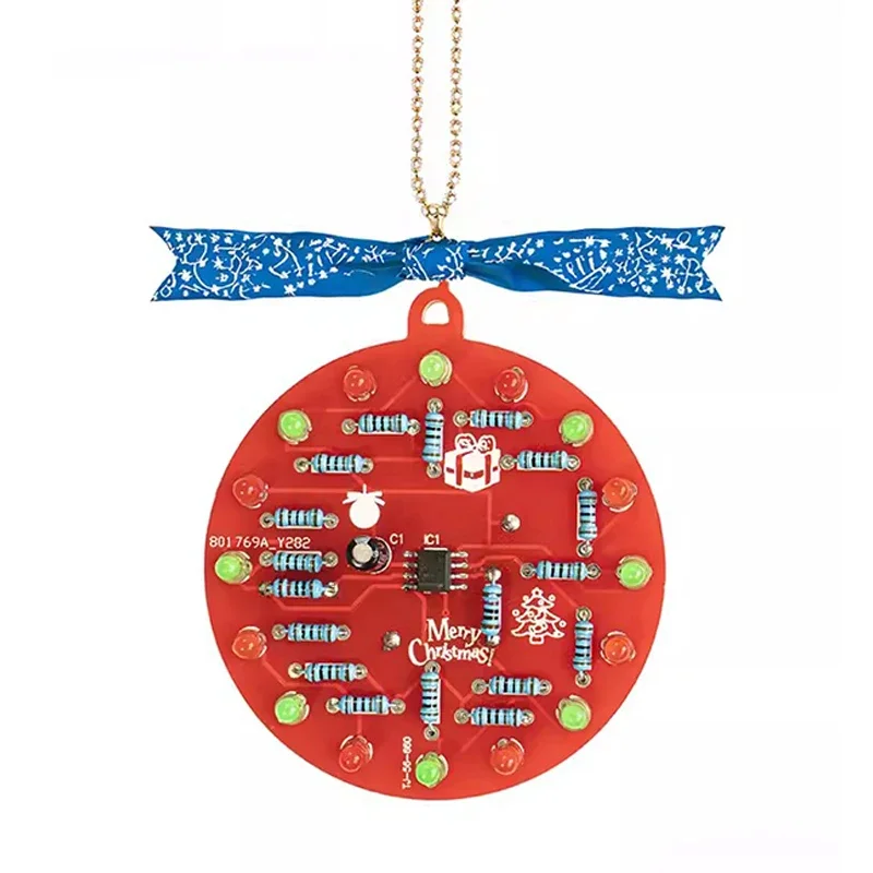 2P NE555 LED Christmas Tree Decoration Red and Green LED Blinking PCB Soldering DIY Kit Flashing Lights Soldering Practice Board