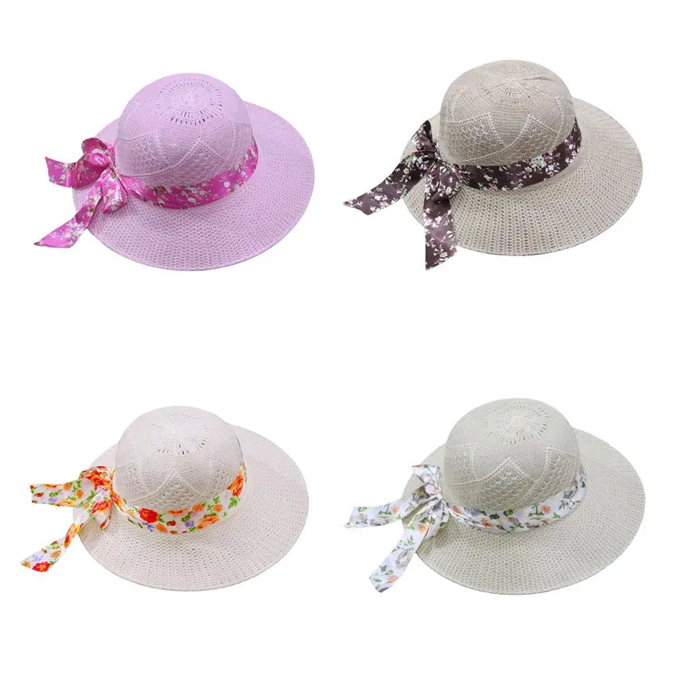 Summer Hats All-match Fashion Wide Brim Straw Hat Beach Cap Uv Travel Holiday Lovely Breathable Hats P2p8