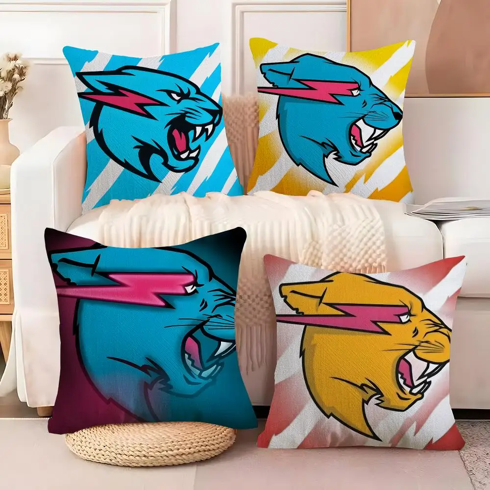 Game Blogger M-Mr Beast Cushion Cover Case Anti-dustmite Pillowcase Invisible zipper silky short plush Sofa cushion cover