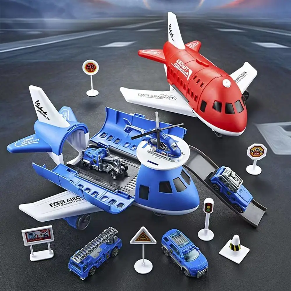 Creative Red Blue Inertia Rail Airplane Deformable Track Plastic Simulation Aircraft Model Road Sign Random Car Track Gift