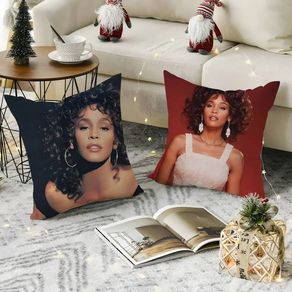 المغني W-Whitney هيوستن كيس وسادة لينة أفخم النسيج مزدوجة الوجهين طباعة ديكور غرفة المعيشة المنزلي هدية غطاء الوسادة #5