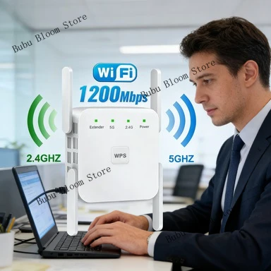 Répéteur WiFi Gigabit 5G AC1200M – Routeur sans fil haute puissance, amplificateur de signal, améliore la puissance du WiFi pour tous les appareils