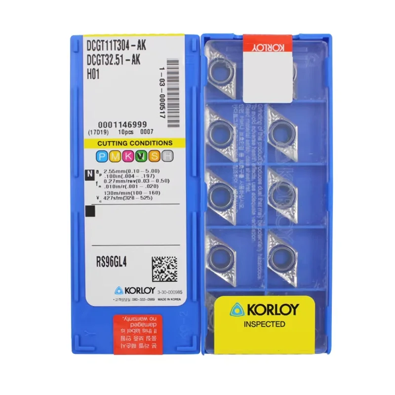 

KORLOY Original DCGT070202 DCG070204 DCGT070208 DCGT11T302 DCGT11T304 DCGT11T308 DCGT11T312 AK H01 CNC Turning Tool Insert