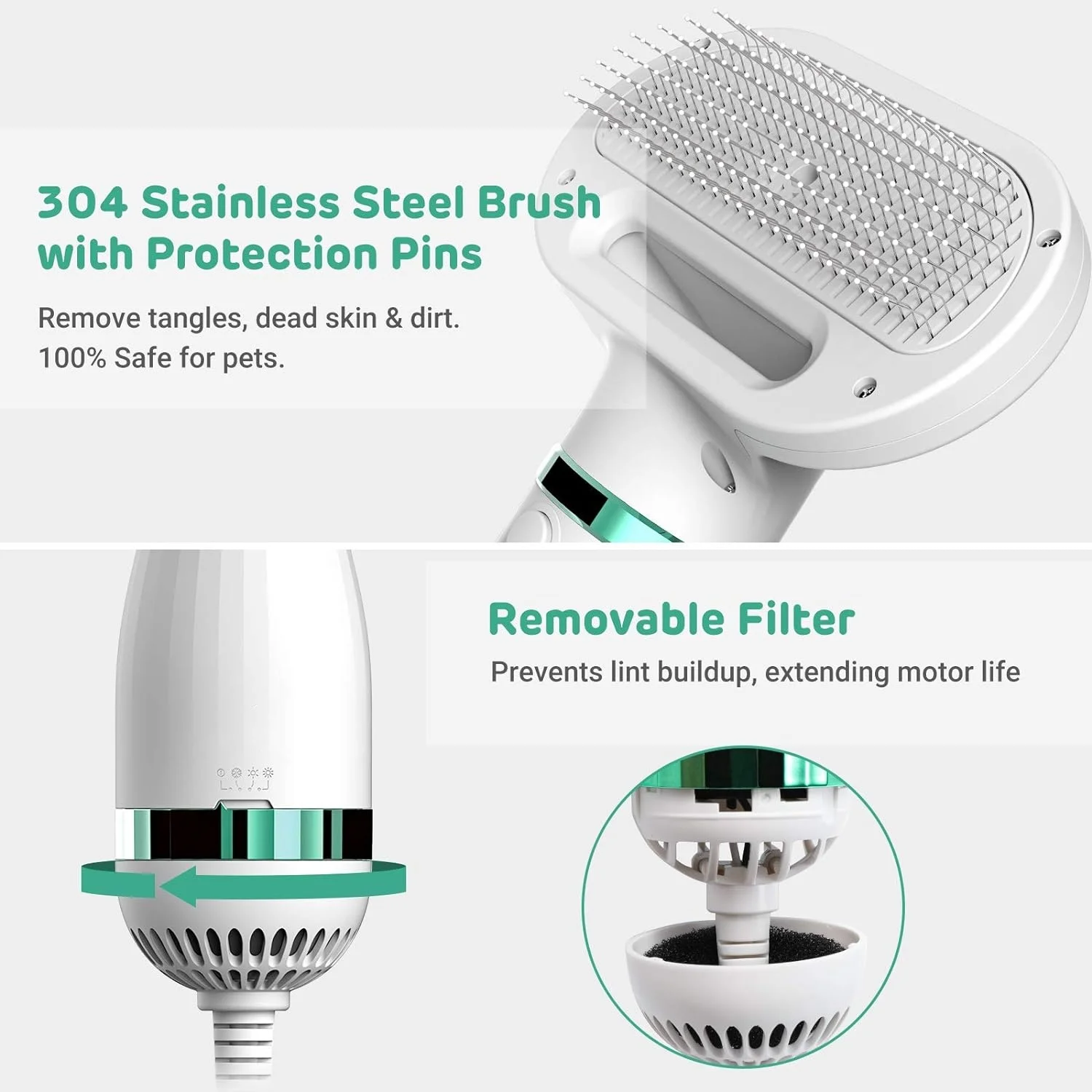 Pet Dogs Dryer Hair Dryer for Dogs 2 in 1 Handheld Dog Slicker Brush and Dog Hair Dryer Dog Grooming Equipment Drying Machine