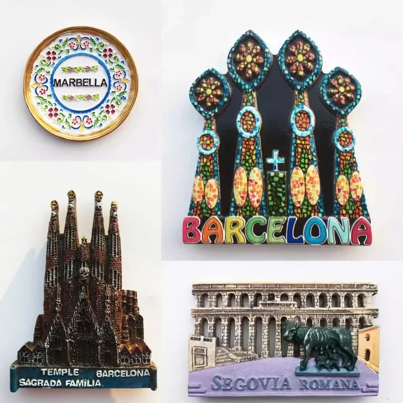 Espanha lembranças turísticas Frigorífico adesivos, decoração, presentes de aniversário, Toledo, a Sagrada Família, Valencia