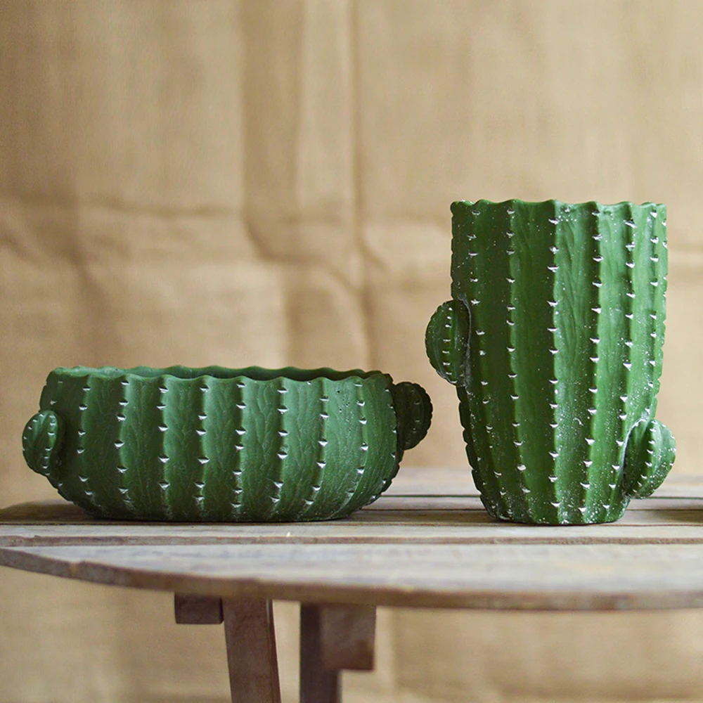 

Cactus Shaped Concrete Flowerpot Silicone Mold Creative Green Plant Cement Pot molds for Home decoration