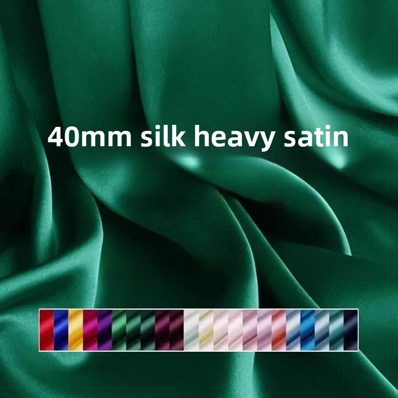 6A Grade 40 Mmi Heavy Silk Crepe Satin Fabric 100% Mulberry Silk Cheongsam Dress Top Pants Fabrics By Half Meter