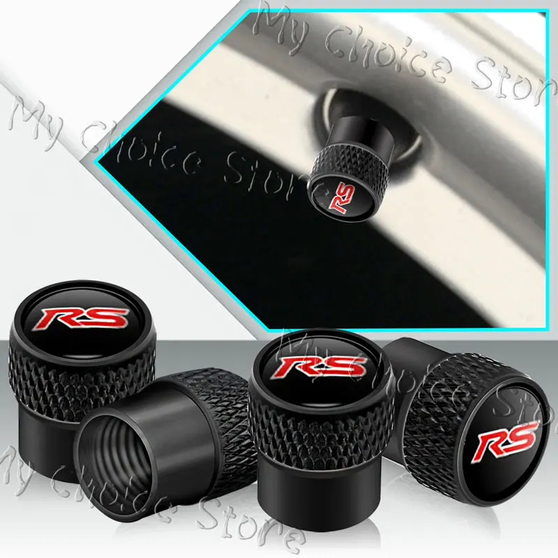 4Pcs/Set RS Logo Emblem Car Wheel Tire Valve Cap Tyre Rim Stem Airdust Waterproof Cover For Chevrolet Captiva Lacetti Aveo Cruze