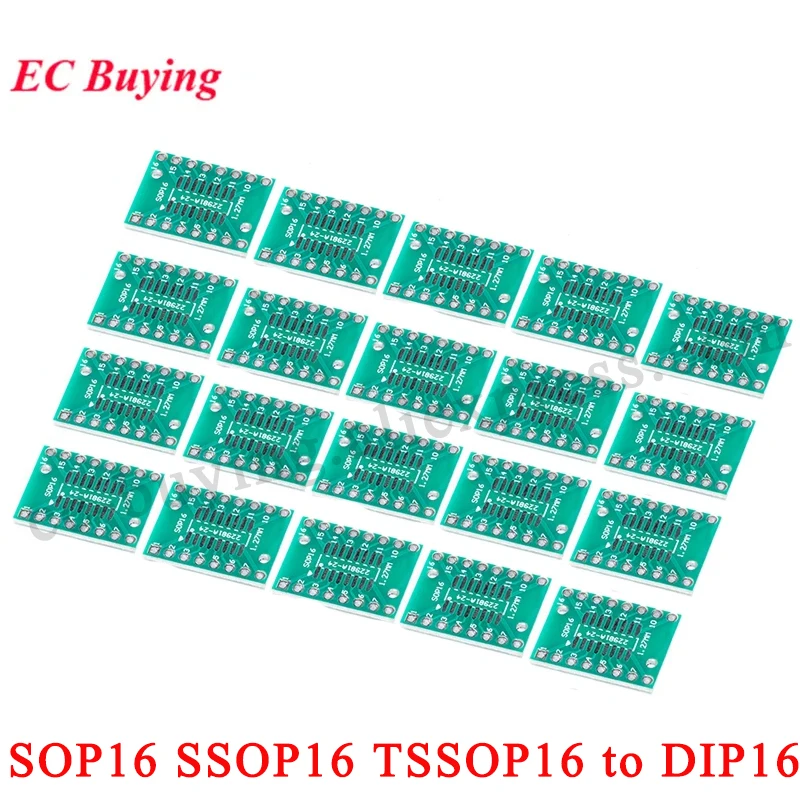 50 szt./1 szt. Płytka adaptera TSSOP16 SSOP16 SOP-16 SOP16 na DIP16, płytka pinowa DIP, adapter PCB, płytka pinowa 0,65/1,27 mm, gniazdo konwertera