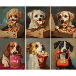Painting By Numbers The Pizza Dog Acrylic Paint Canvas Dropshipping Portrait Family Children Photo Christmas gifts