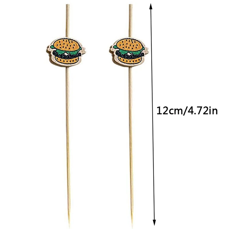 100Pcs Hamburger Garnish Bamboo Sticks Disposable Fruit Stick Snack Skewers Party Buffet Bamboo Food Picks Bento Tools view 6