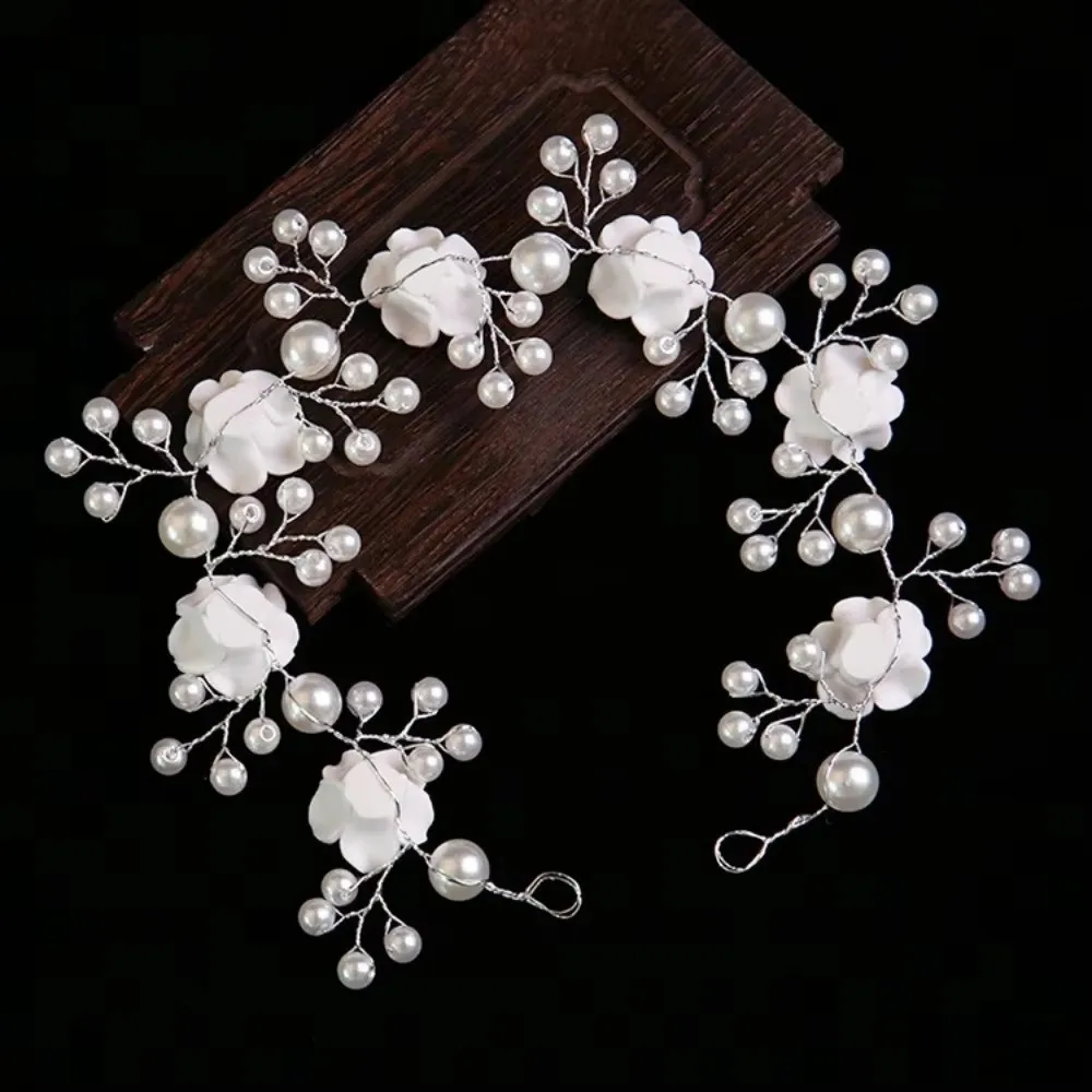Boho Beaded Rose Flower Headband Pearl Sparkling Bridal Hair Band Korean Style Baroque Style Wedding Hair Accessories Women