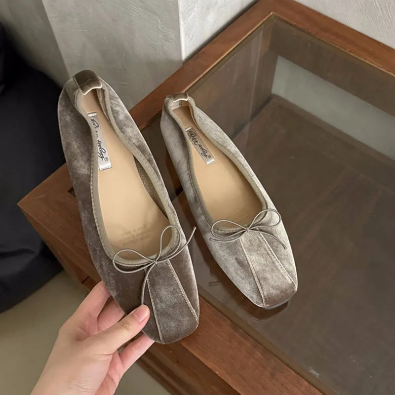 Modische Damen-Seidenballerinas mit Erhöhter Sohle, Schmetterlingsknoten, Flache Ballerinas für Damen, Frühling/Herbst Neuheit – Detail 17
