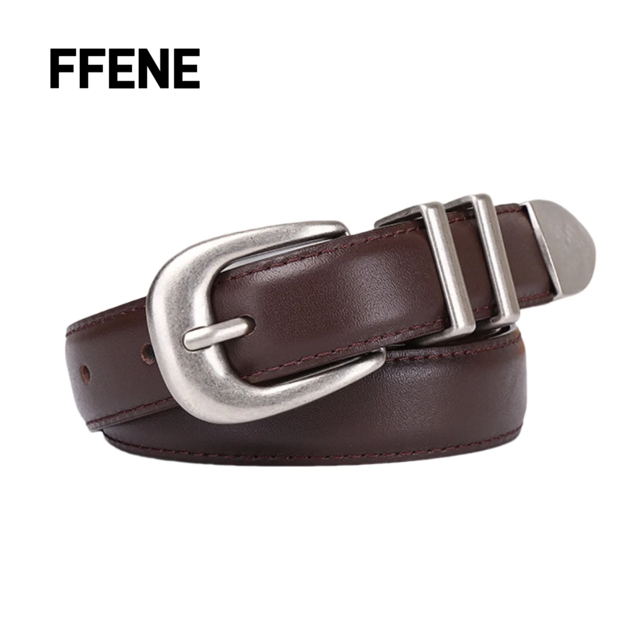 

Fashionable, simple, retro silver, luxurious, genuine leather, belt, high-end design, women's belt