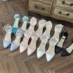 BJD Doll shoes 1/3SD/DD/SDGR/SD16 Girls High Heels Pointed silk beaded buckle Multi-colored High Heels bjd Doll accessories
