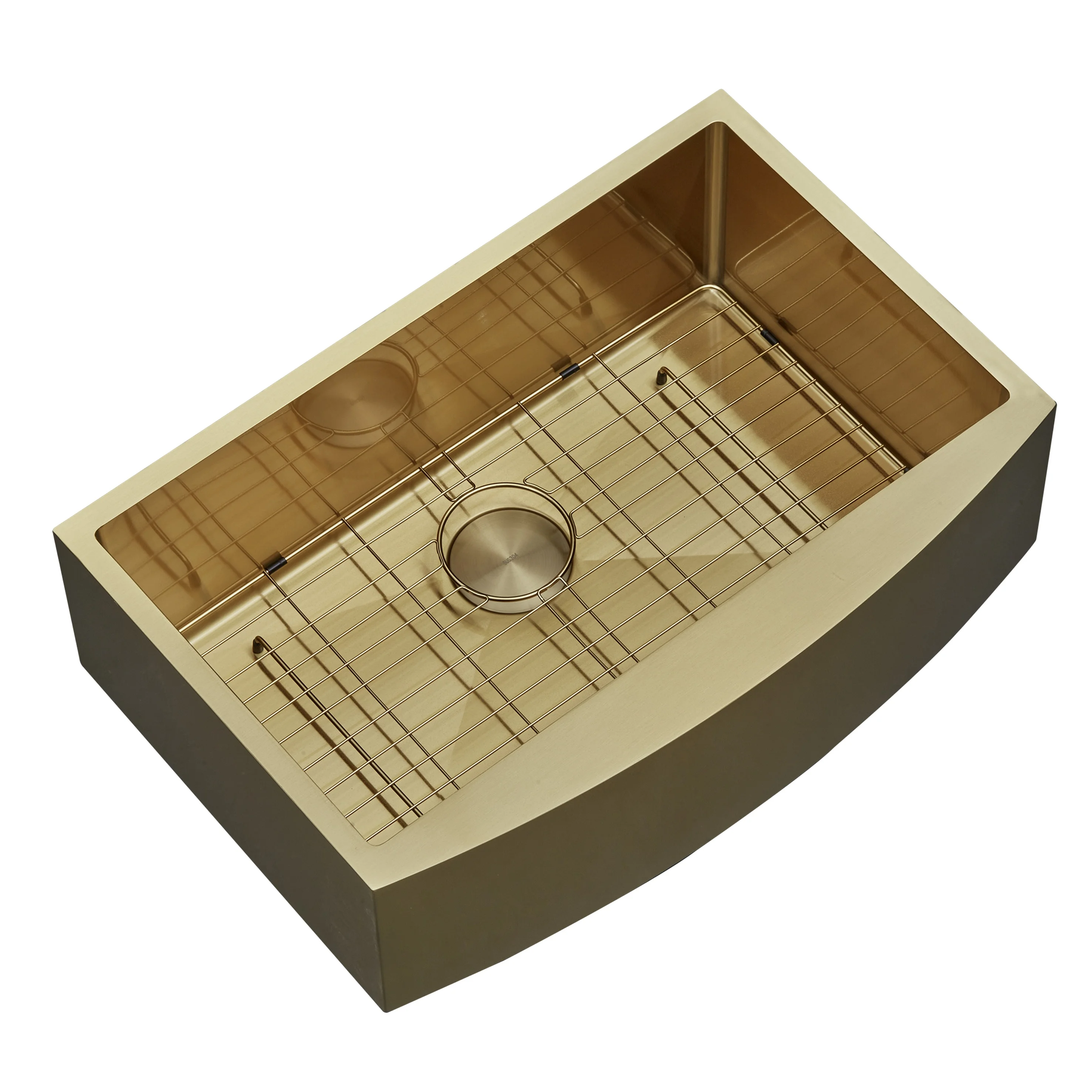 

Luxury 16 Gauge SUS304 Gold Apron Front Farmhouse Smart Sink With Drying Rack