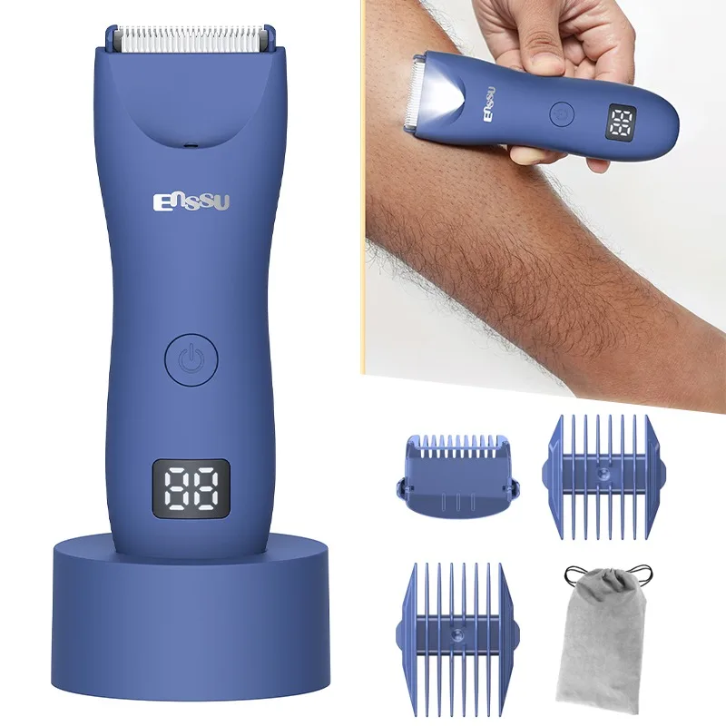 Pemangkas rambut tubuh untuk pria, pemangkas selangkangan pubc bola tahan air IPX7 dengan pisau keramik Groomer isi ulang