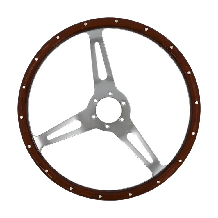 Universal 380mm  dia 3 Spoke Vintage Car Wooden Steering Wheel