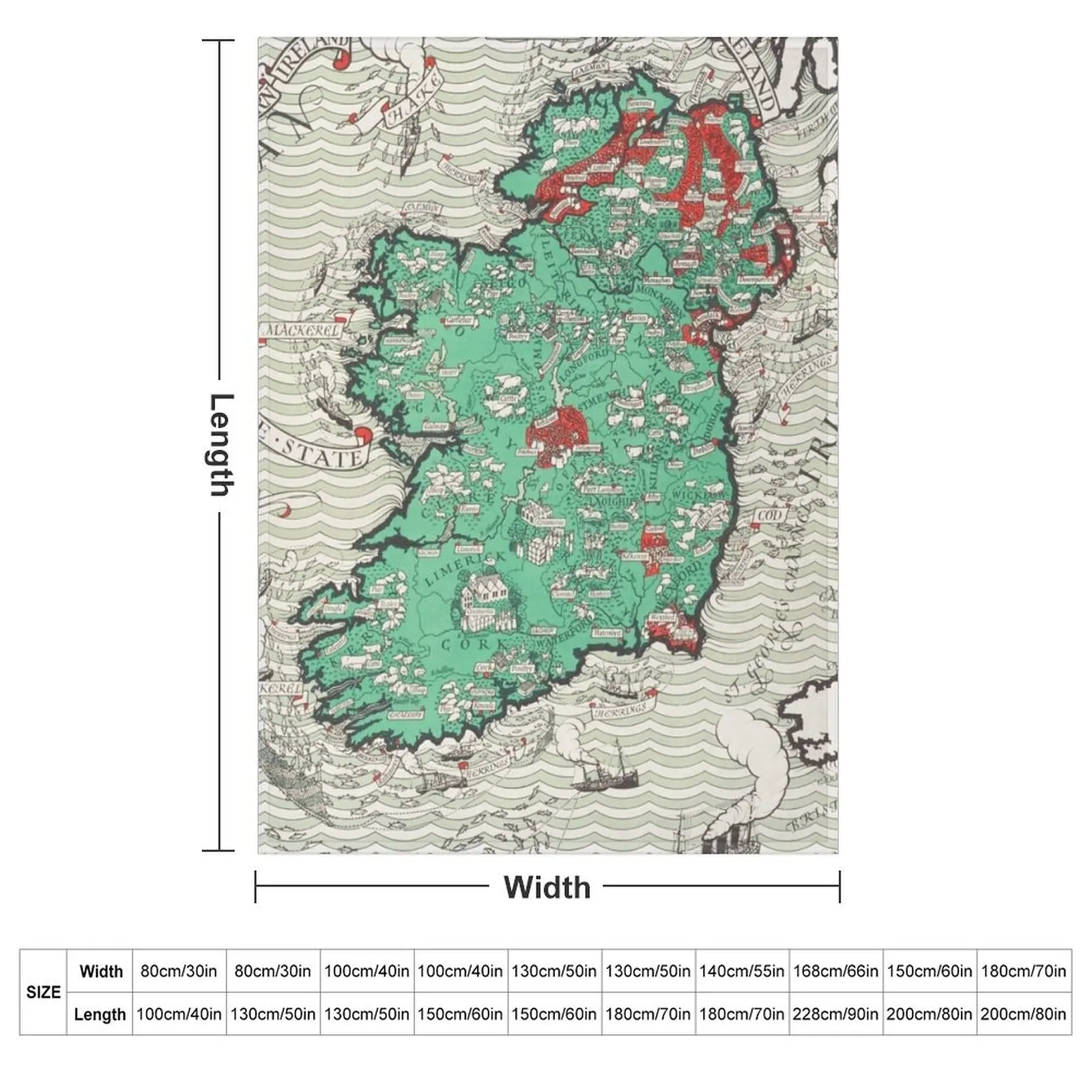 vintage map of ireland Throw Blanket