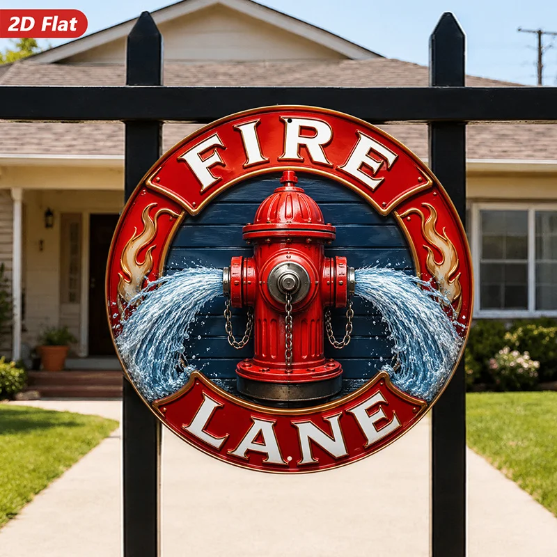 CIFBUY Rustic Aluminum Wall Art Waterproof Wear Resistant Fire Hydrant Flame Pattern For Kitchen Study Living Room Home Decorati