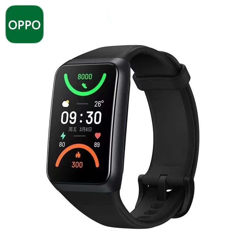 오리지널 OPPO 밴드 2, 안드로이드 IOS 1.57 인치 AMOLED 디스플레이, 혈액 산소 심박수 모니터링, 200MAH 5ATM 방수 스마트 워치