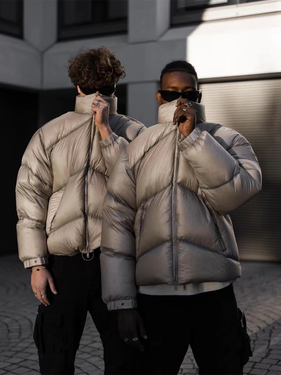 

YDO American Style Thickened Men's Winter Jacket Stand Collar down Cotton Bread Coat Warm Windproof City Casual Youth Fashion