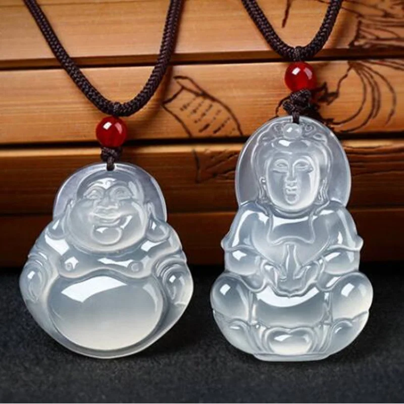

100% Natural Brazilian Agate Chalcedony Pendant for Men and Women Fashionable Jewelry Ice Seed Jade Necklace Holiday Gift