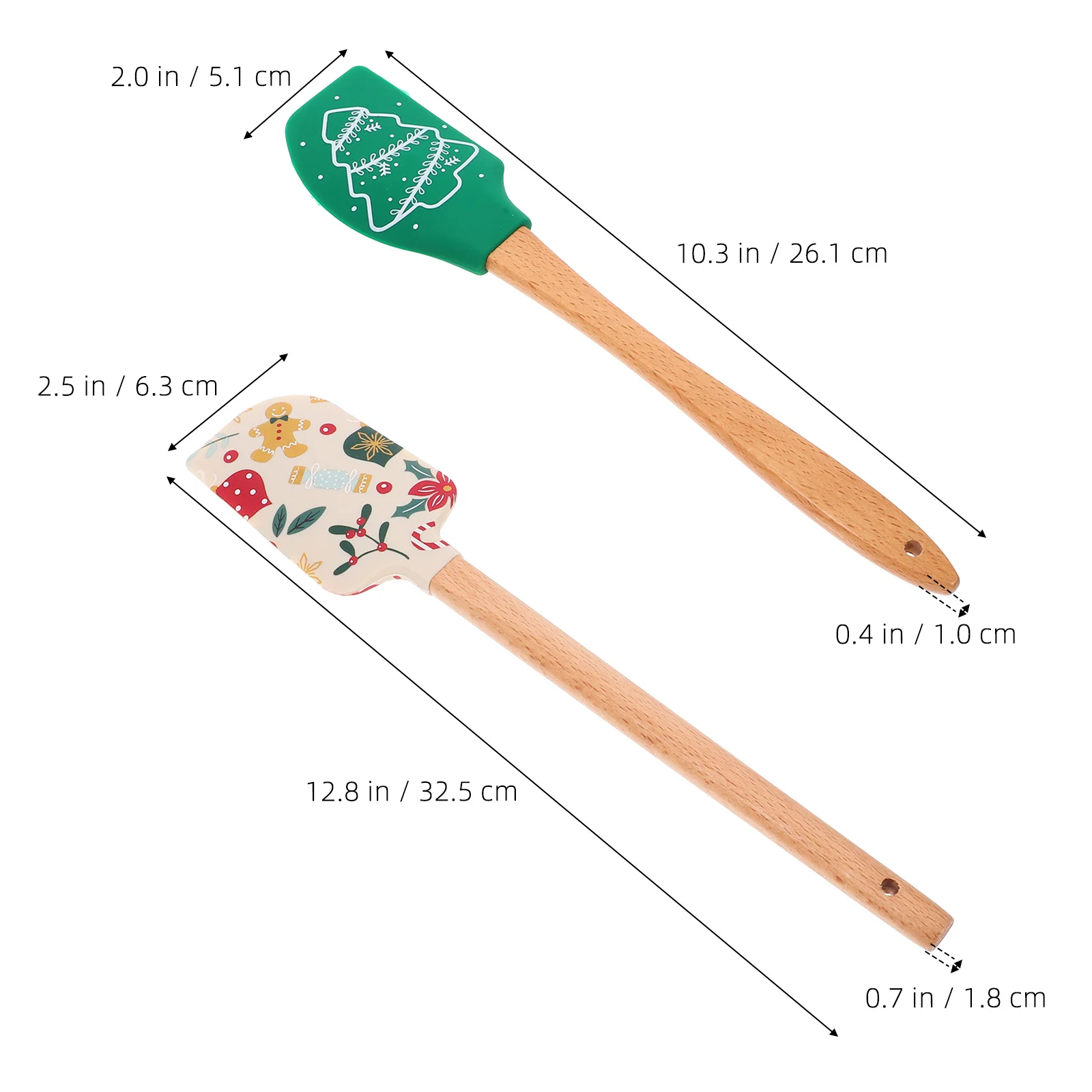 3 قطعة ملاعق الخبز الخشبية السيليكون مقبض مريح كعكة كريم مكشطة غير عصا خلط أداة للحلويات حفلة عيد الميلاد #2
