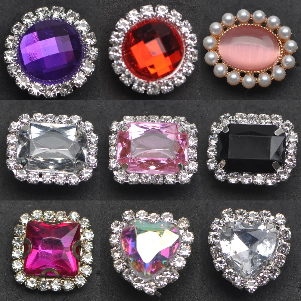 Dijes de cristal para zapatos de Metal para adultos y niños, abalorios de zueco ostentosos de diamantes, piedras preciosas de colores, decoración de zapatos, recuerdo de fiesta, 1 piezas