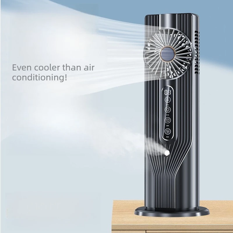 2026 New Small Portable Air Conditioning Fan with Mist Function 6 Speed Settings Quiet Operation Ionizer Wide Angle Bladeless