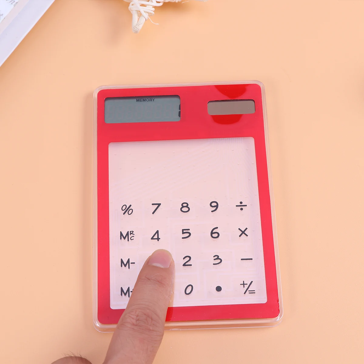 Ultra Thin Solar Calculator Mini Portable Touch Screen Students School Office 8 Digits Display Lightweight Compact Size Easy