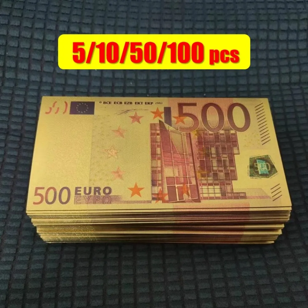 

Fake Gold Euro 500 Euro Plastic Gold Banknotes Colorful European Banknote Commemorative Notes 24K Gold Plated Euros Money