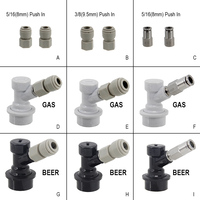 Ball Lock Gas & Beer Keg Disconnect with 8/9.5mm Push In Fitting Homebrew Draft Beer Corny Style Ball Lock Keg Dispenser