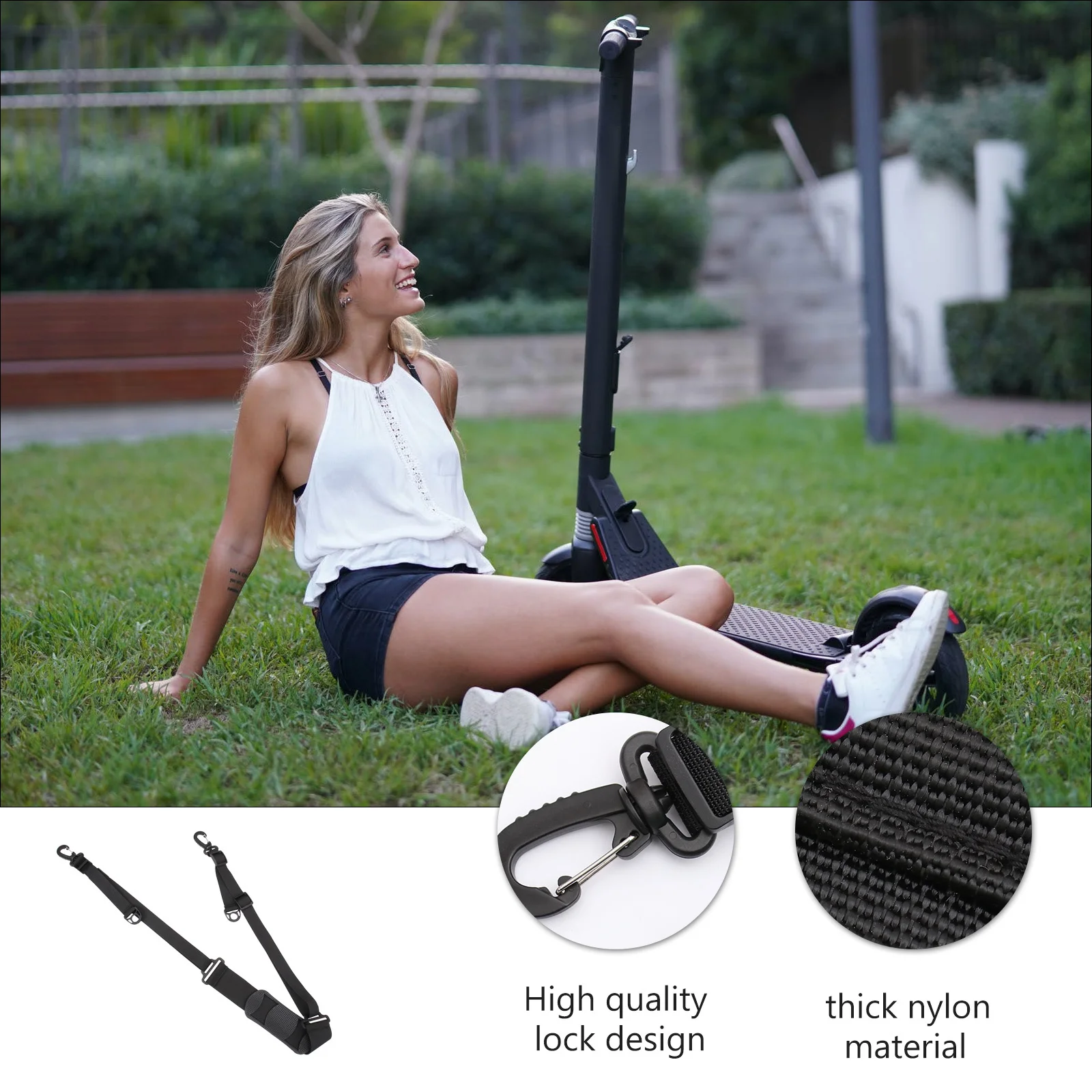 Scooter Shoulder Strap Adjustable Universal Fit Durable Nylon Time Saving Labor Saving for Snowboards Bicycles