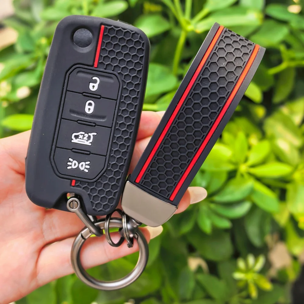 Car Key Case Cover Shell Bag Fit for Jeep Renegade 2016-2025 4 Buttons Folding Remote Key Protection Car Keychain