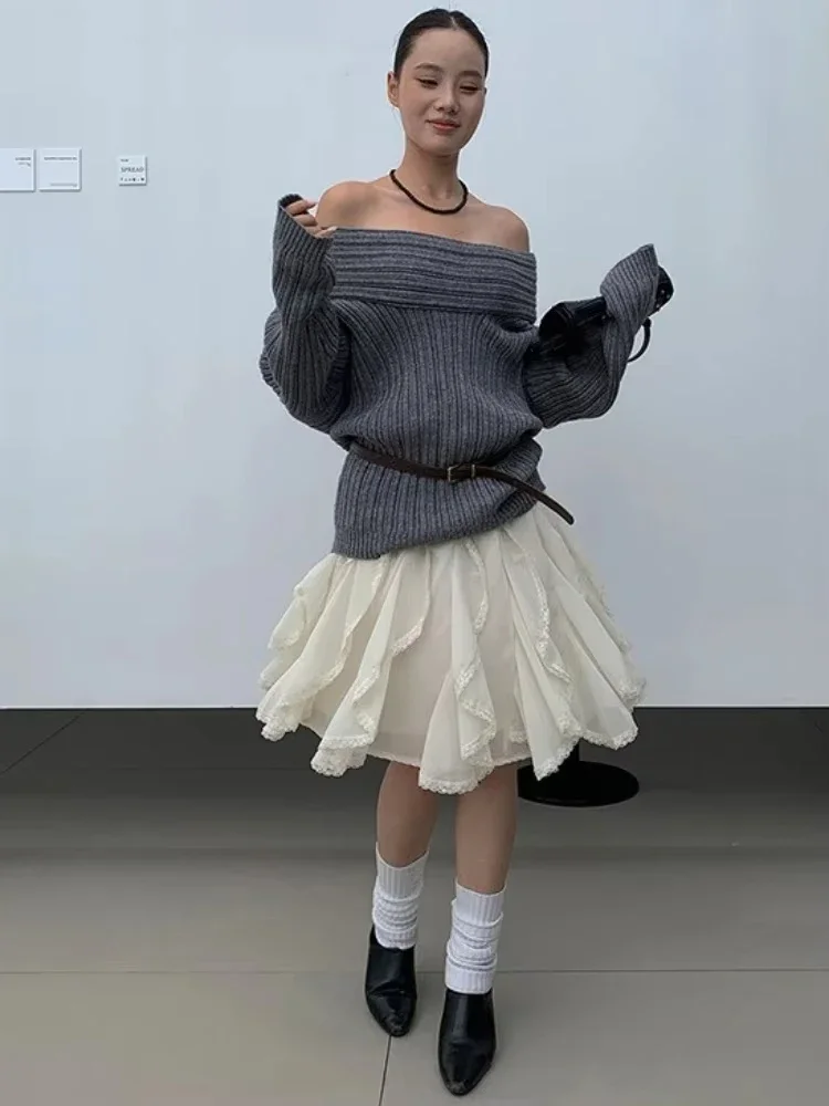 Y2k Ästhetische Unregelmäßige Rüschen frauen Rock Streetwear Spitze Patchwork Süße Röcke 2025, Sommer Harajuku Fee Grunge Faldas