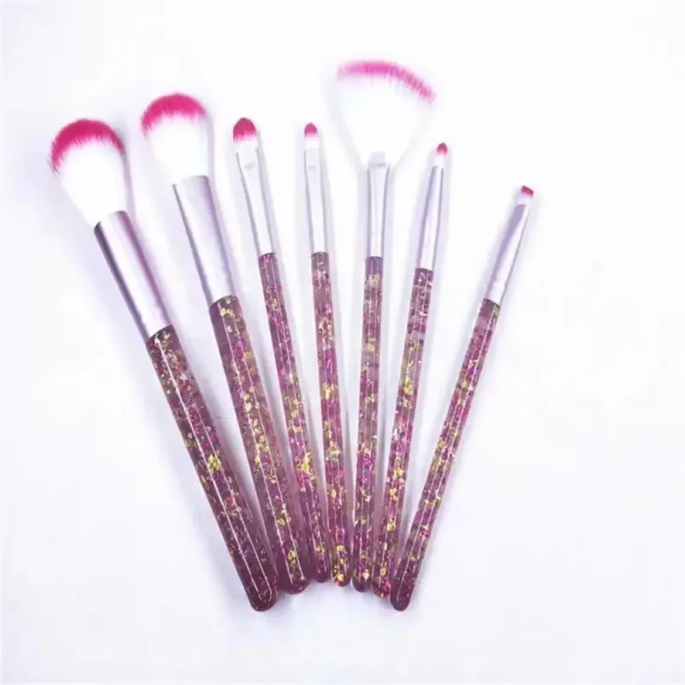 Ensemble de pinceaux de maquillage Crystal Foy, cheveux doux, paillettes, poudre adt, fond de teint, fard à barrage, outils de beauté cosmétiques, 7 pièces