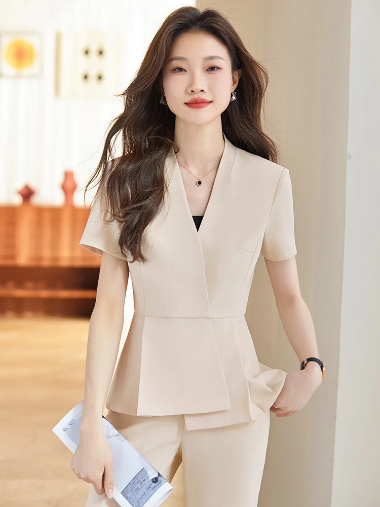 Summer Business Suit Female Dignified Goddess Fan High End Beauty Salon Workwear Sales Department Two-Piece Suit