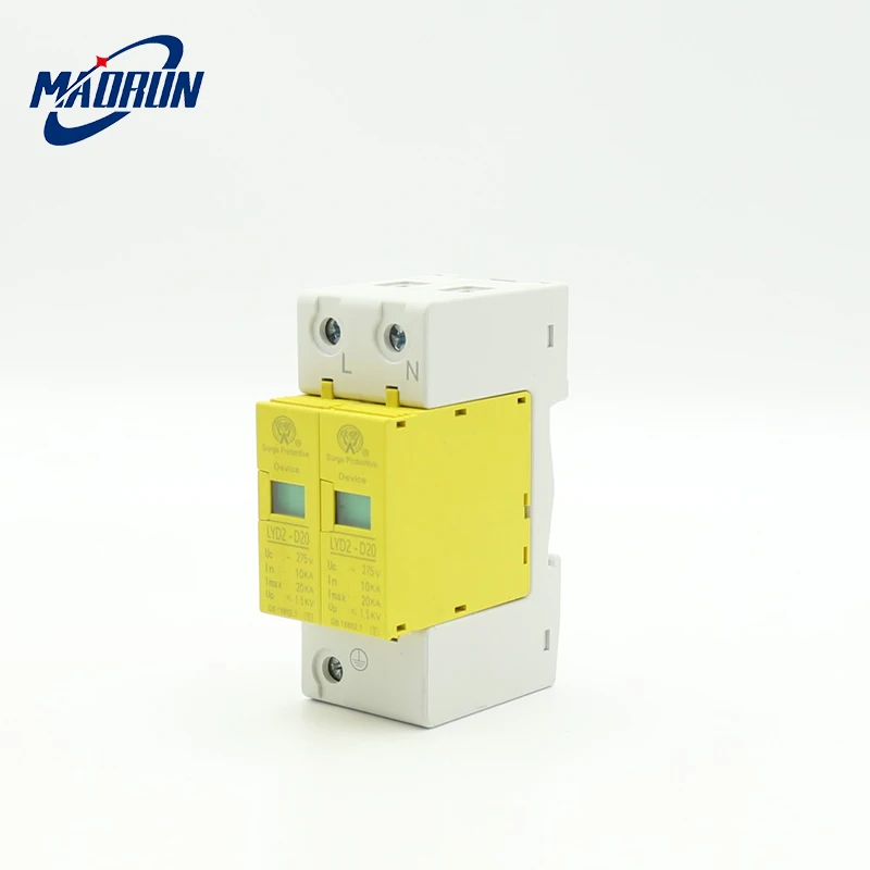 D20-2P 10KA~20KA ~275V AC SPD House Surge Protector Protective Low-voltage Arrester Device 1P+N Lightning protection