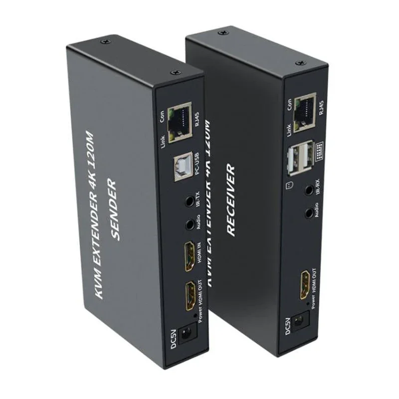 4K 120m HDMI KVM Extender Via Cat5e Cat6 Rj45 Ethernet Cable Video Converter Transmitter and Receiver Support USB Keyboard Mouse
