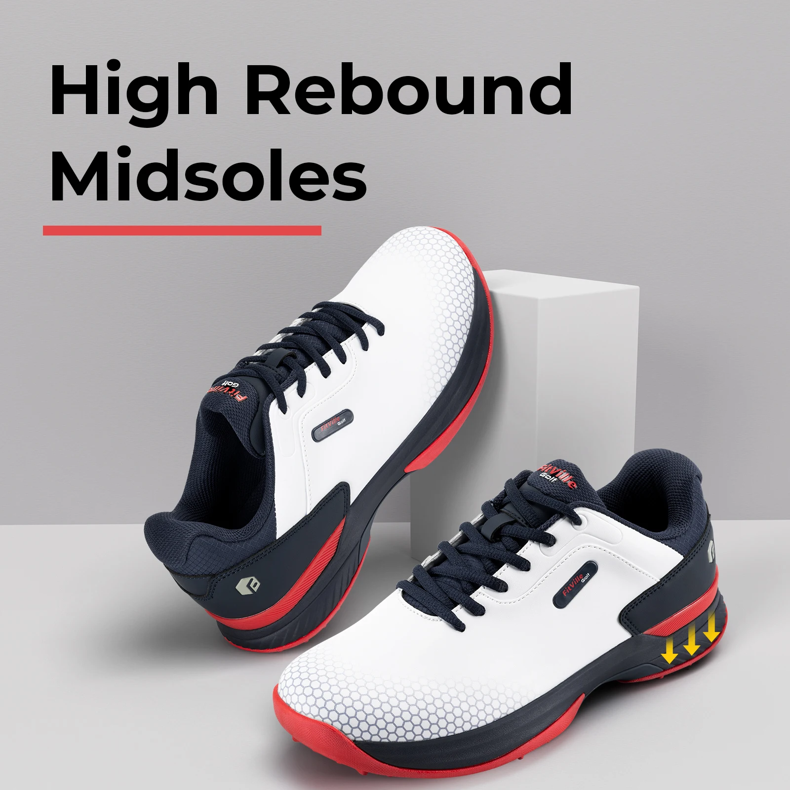 FitVille Men‘s Golf Shoes Water Resistant Wide Golfing Sneakers Sport Shoes for Men With Arch Support Relief Foot Pain Non-slip