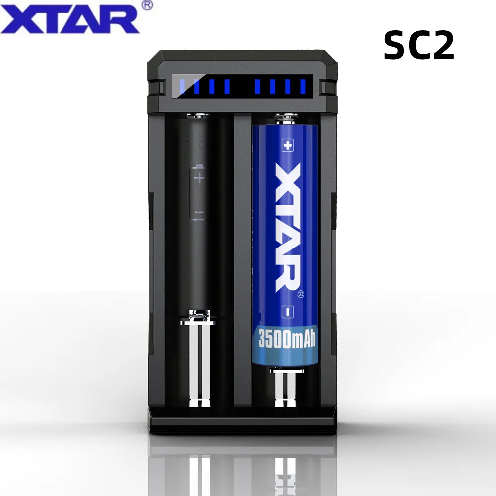 

Зарядное устройство XTAR SC2, макс. 3 А, быстрая зарядка USB для 3,6/3,7 в, перезаряжаемые литий-ионные аккумуляторы 18650/18700/20700/21700/22650/26650