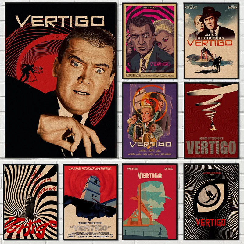 Filme vintage vertigo impressão em tela cartaz scottie ferguson madeleine elster a4 moldura de madeira arte da parede decoração desktop disply