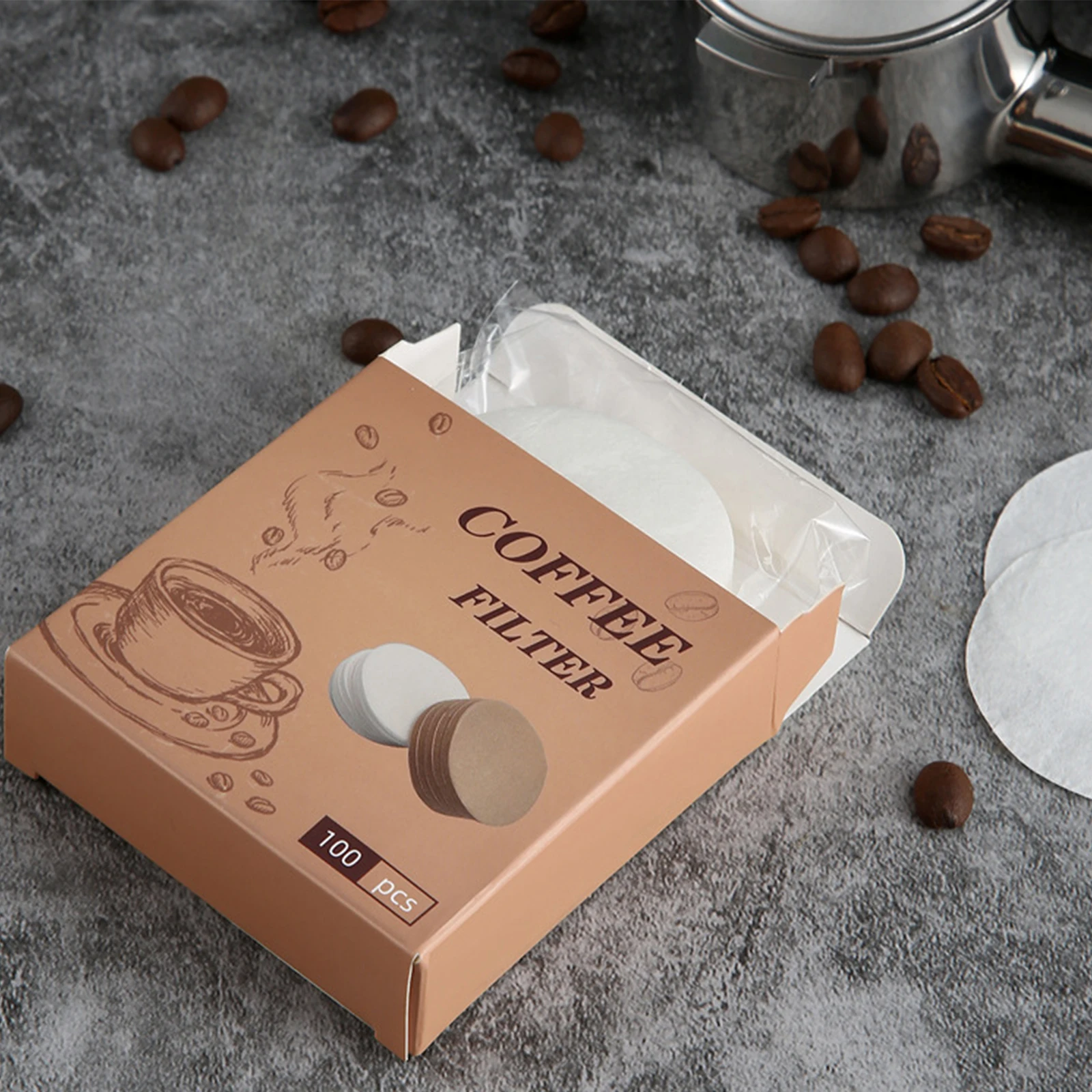 200pcs 51mm/54mm/58mm Coffee Filter Paper Home Handle Special Powder Bowl Filter Secondary Water Filter Paper Coffee Accessories