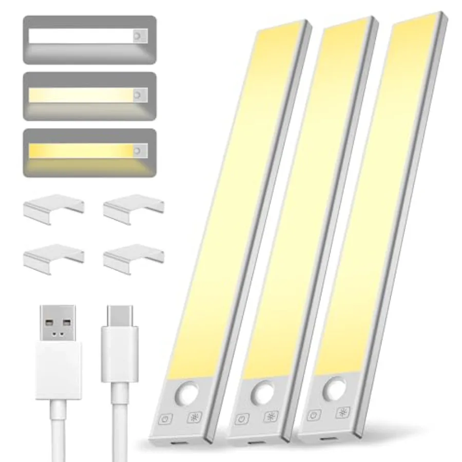 

Under Cabinet Lighting 8 inch Rechargeable Battery Operated Motion Sensor Light Wireless Under Counter Lights for Kitchen, Stai