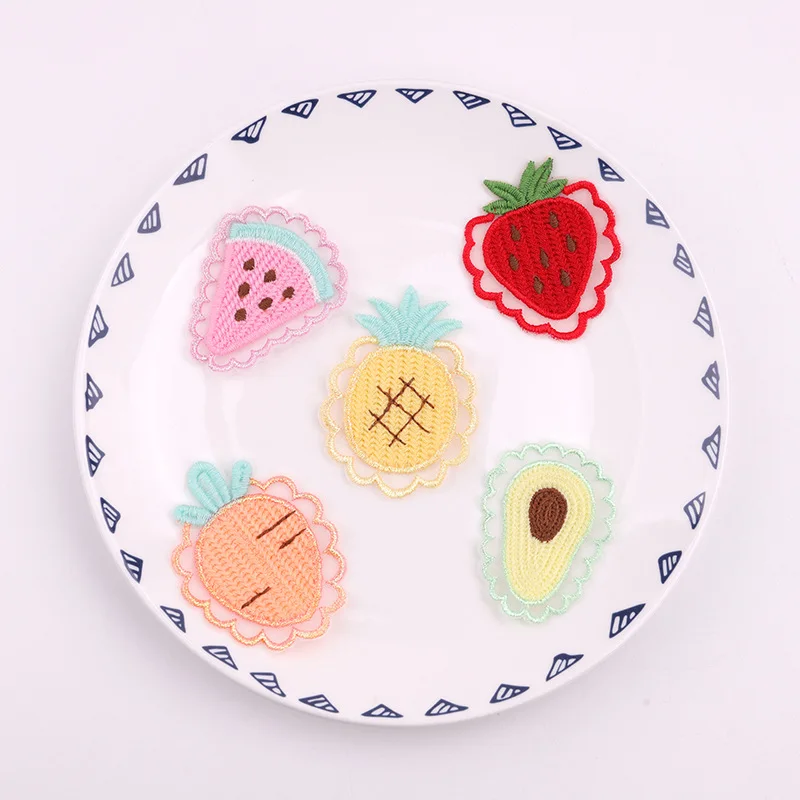 10PCS Embroidery Large Mesh Fruit Cloth Stickers Clothing Home Textile Accessories Patch Stickers Jewellery Decals Embroidery