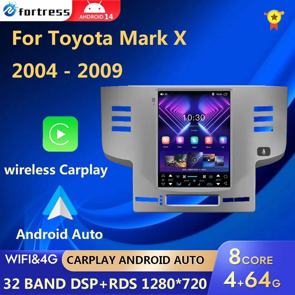 

9.7" Android 12.0 vertical screen Tesla Style Car Radio For Toyota Reiz Mark X 2005-2009 GPS Navigation Multimedia tuning screen