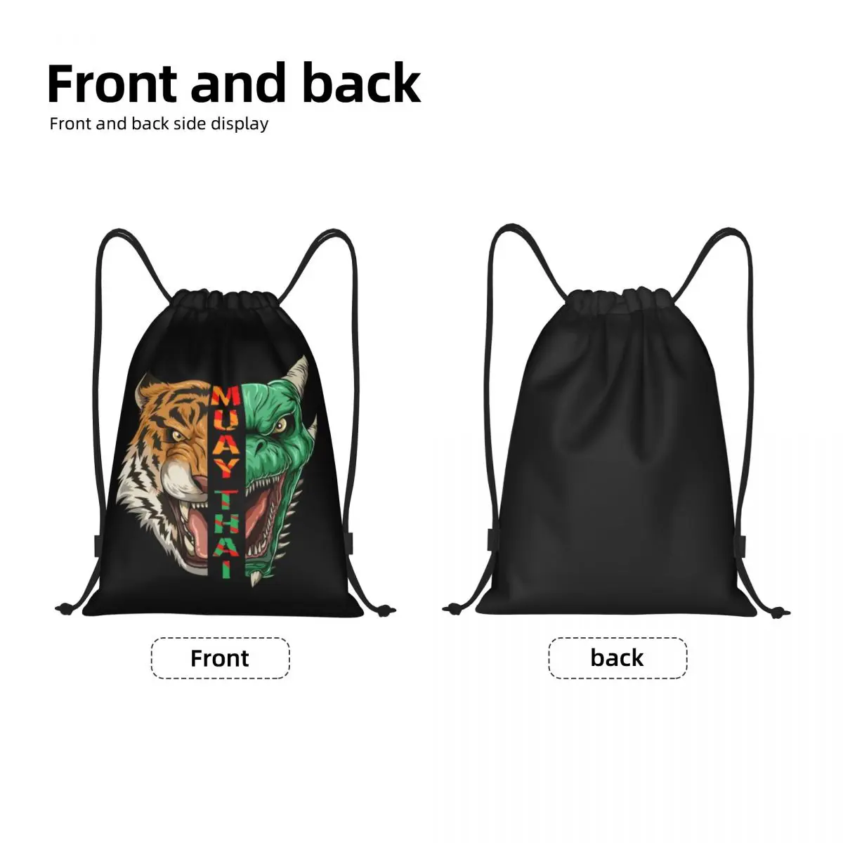 Muay Thai Dragon And Tiger Drawstring Backpack Gym Sport Sackpack Portable Thailand Boxing Martial Art Shopprng Bag Sack