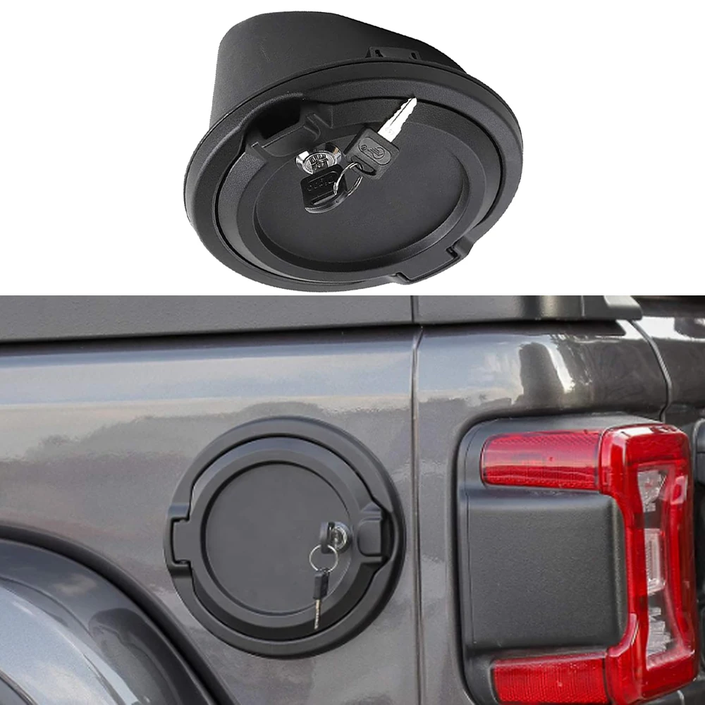 1 Set For Jeep Wrangler JL JLU 2018 2019 2020 2021 2022 2023 Locking Gas Cap Cover New Black Fuel Tank Door with Lock